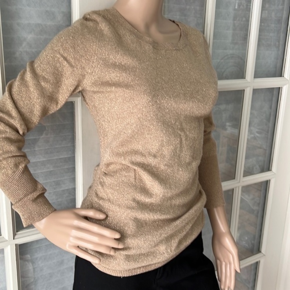 Banana Republic Italian yarn tan shimmery metallic sweater